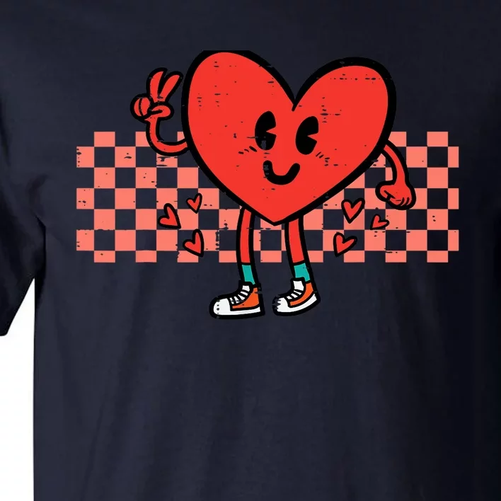 Valentines Day Heart Peace Hand Retro Groovy Adult Tall T-Shirt