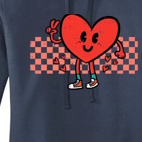 Valentines Day Heart Peace Hand Retro Groovy Adult Women's Pullover Hoodie