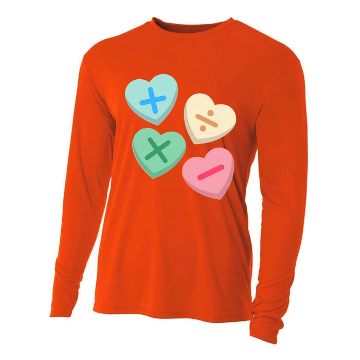 Valentine's Day Hearts With Math Symbols Gift Cooling Performance Long Sleeve Crew