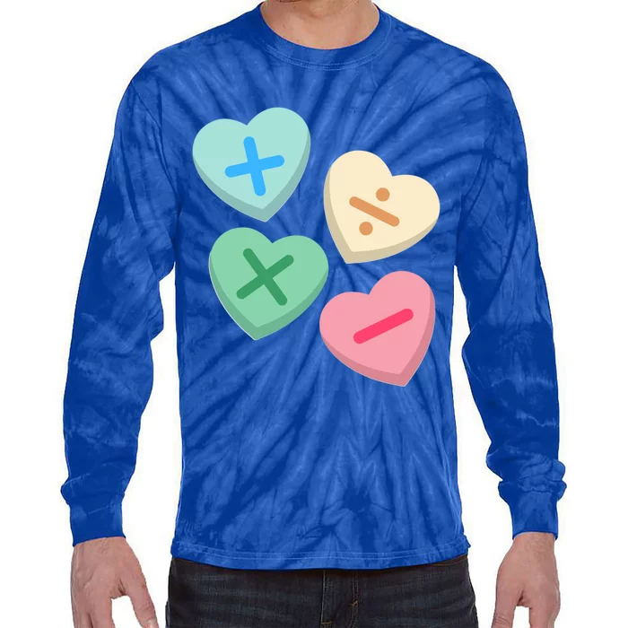 Valentine's Day Hearts With Math Symbols Gift Tie-Dye Long Sleeve Shirt