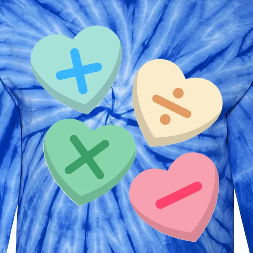 Valentine's Day Hearts With Math Symbols Gift Tie-Dye Long Sleeve Shirt