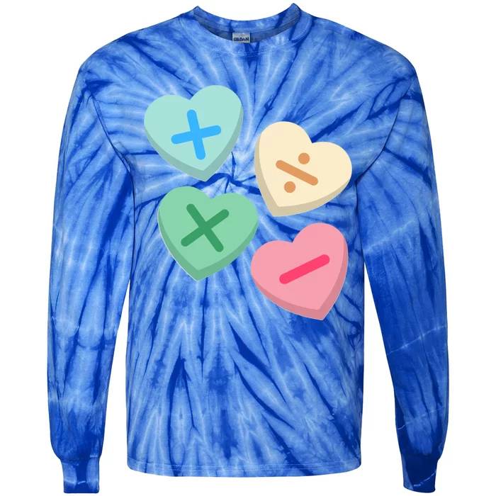 Valentine's Day Hearts With Math Symbols Gift Tie-Dye Long Sleeve Shirt