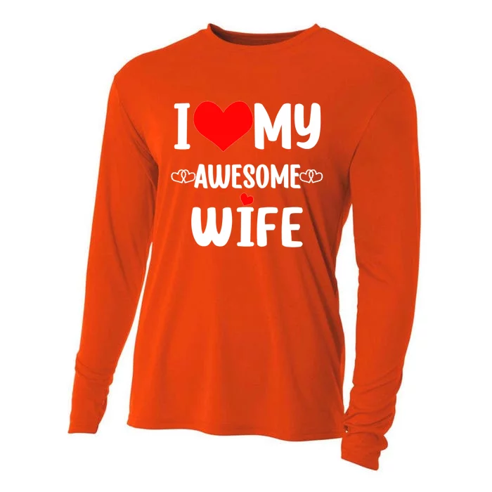 Valentines Day Heart With Love I Love My Wife Awesome Wife Great Gift Cooling Performance Long Sleeve Crew