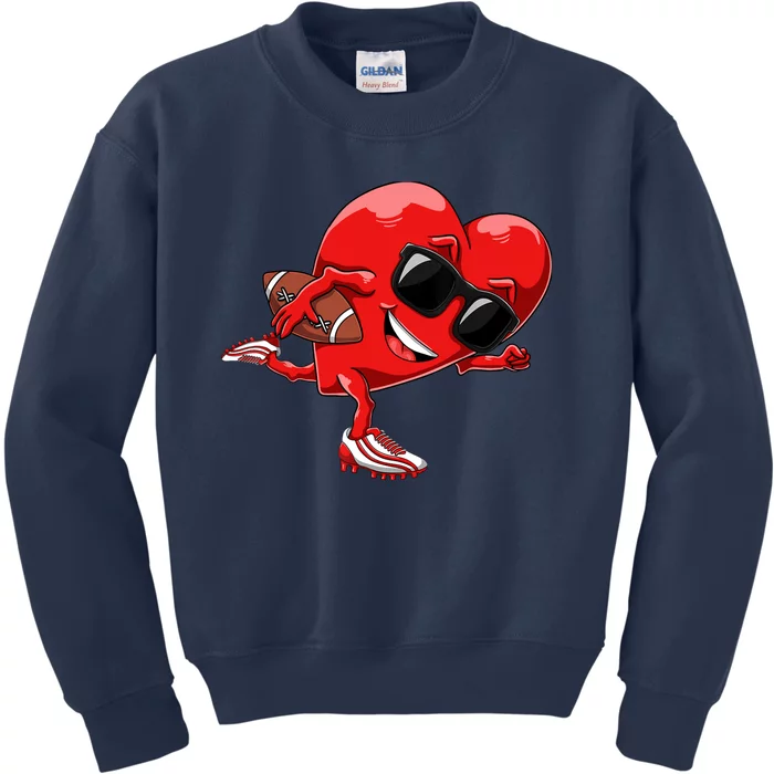 Valentines Day Heart American Football Sports Kids Sweatshirt