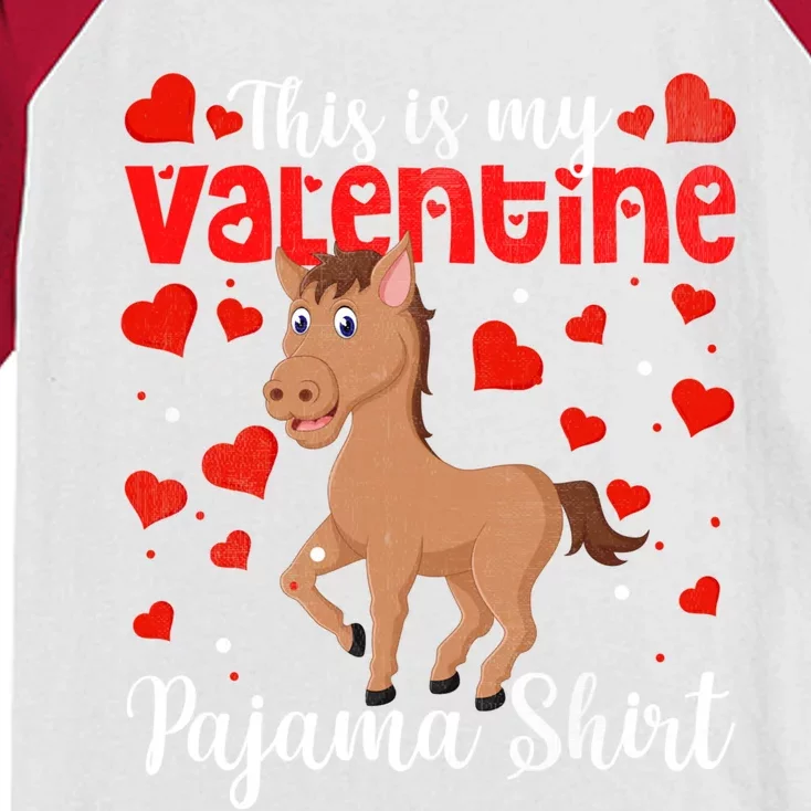 Valentines Day Horse This Is My Valentine Pajama Gift Cute Gift Kids Colorblock Raglan Jersey