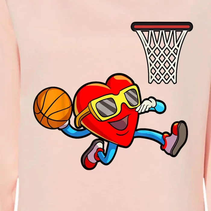 Valentines Day Heart Dunking Basketball Womens California Wash Sweatshirt