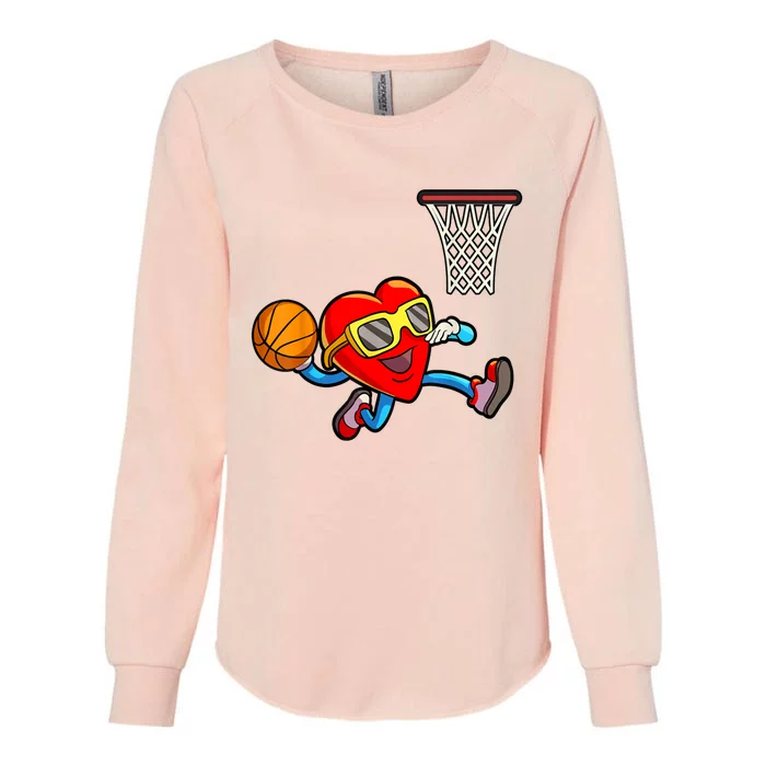 Valentines Day Heart Dunking Basketball Womens California Wash Sweatshirt