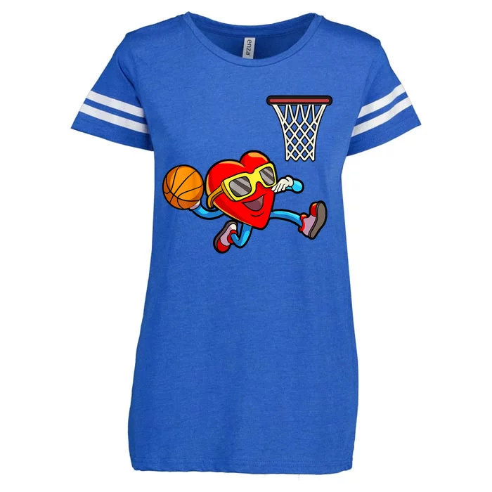 Valentines Day Heart Dunking Basketball Enza Ladies Jersey Football T-Shirt