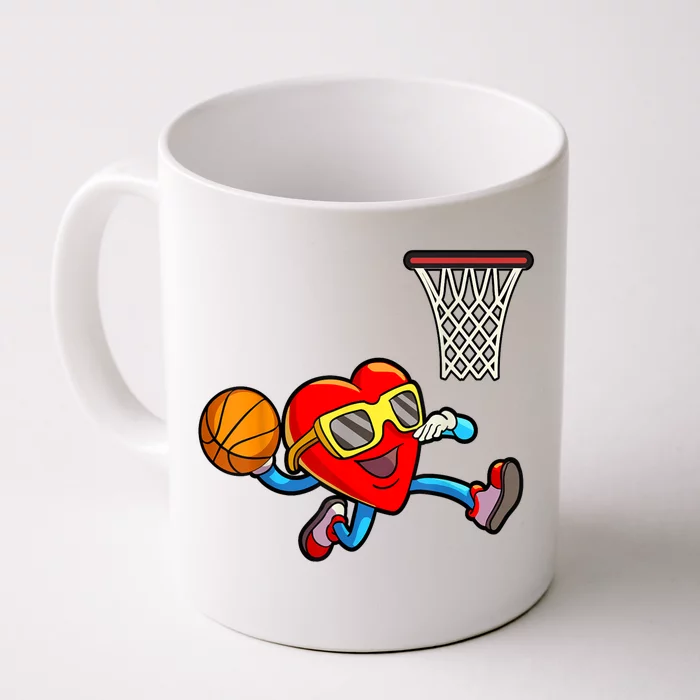 Valentines Day Heart Dunking Basketball Front & Back Coffee Mug