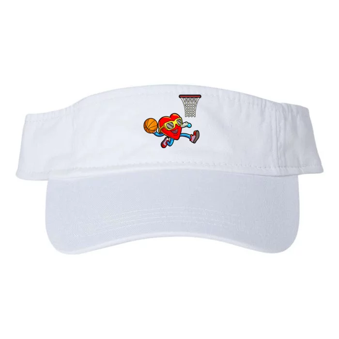 Valentines Day Heart Dunking Basketball Valucap Bio-Washed Visor