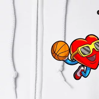 Valentines Day Heart Dunking Basketball Full Zip Hoodie