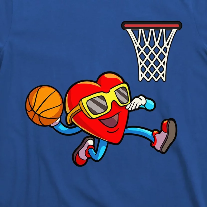 Valentines Day Heart Dunking Basketball T-Shirt