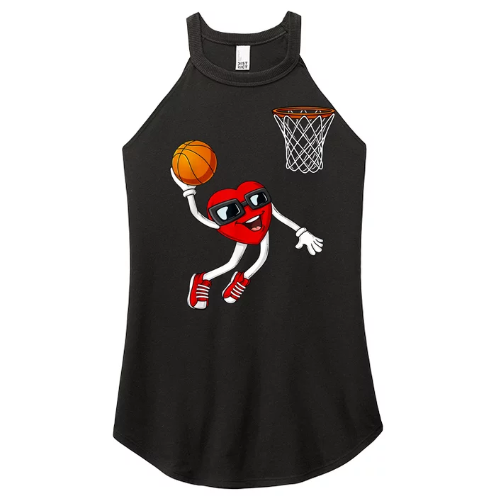 Valentines Day Heart Dunking Basketball Boys Girls Kids Women’s Perfect Tri Rocker Tank