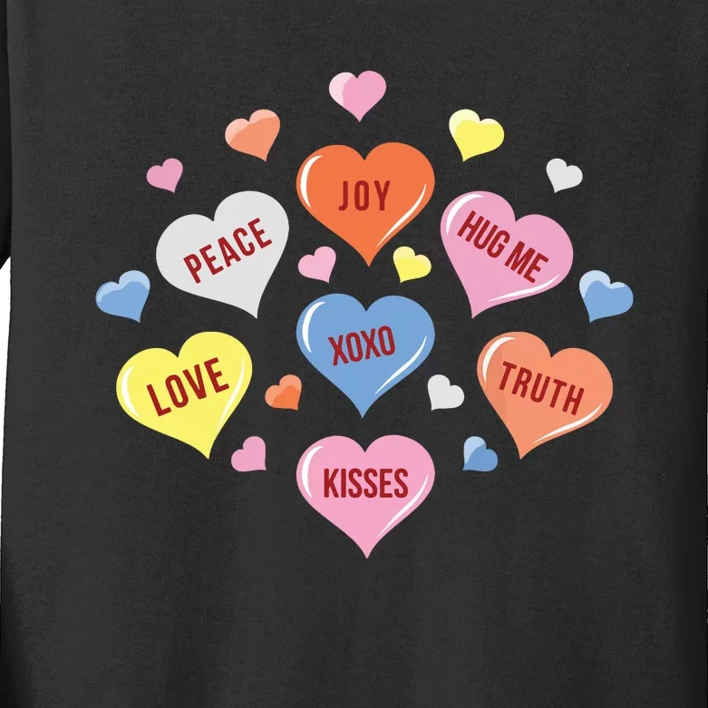 Valentines Day Heart Candy Kids Long Sleeve Shirt