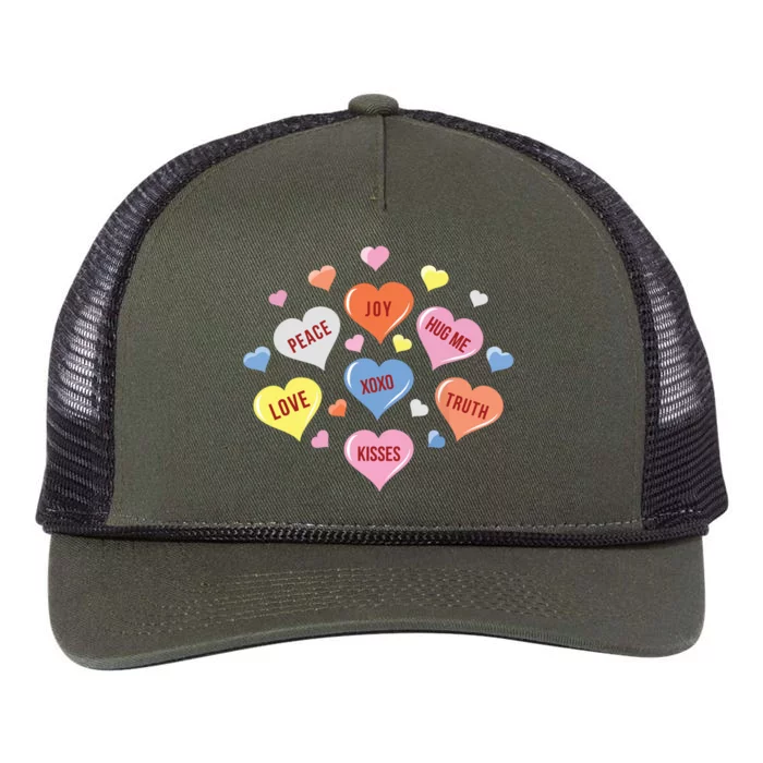 Valentines Day Heart Candy Retro Rope Trucker Hat Cap