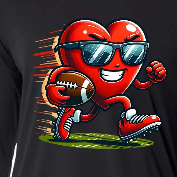 ValentineS Day Heart Team Football Player Cooling Performance Long Sleeve Crew