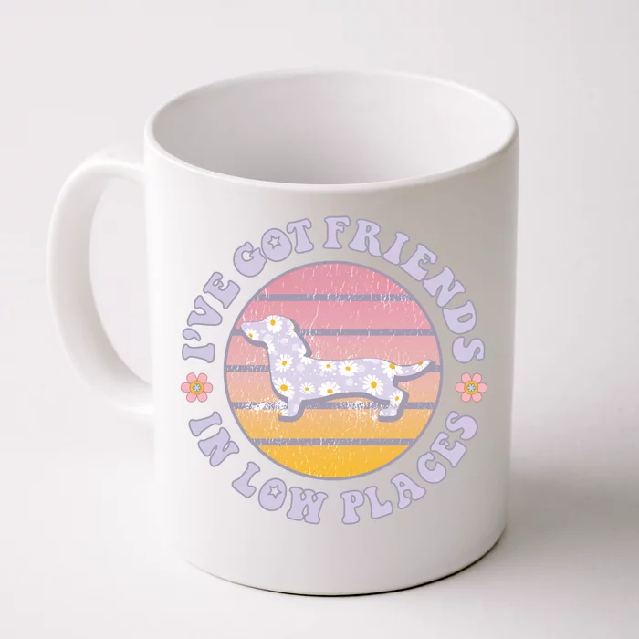 Vintage Dachshund I've Got Friends In Low Places Weiner Dog Gift Front & Back Coffee Mug