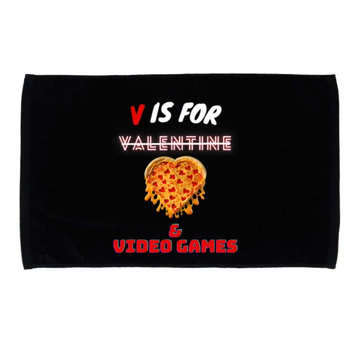 V Day Is For Pizza And Video Game Lovers Gift Microfiber Hand Towel