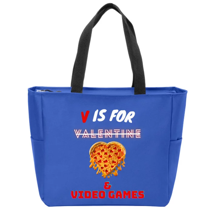 V Day Is For Pizza And Video Game Lovers Gift Zip Tote Bag