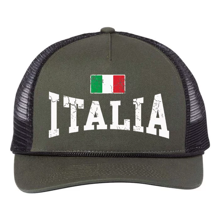 Vintage Distressed Italia Flag Italy Italian Family Group Retro Rope Trucker Hat Cap