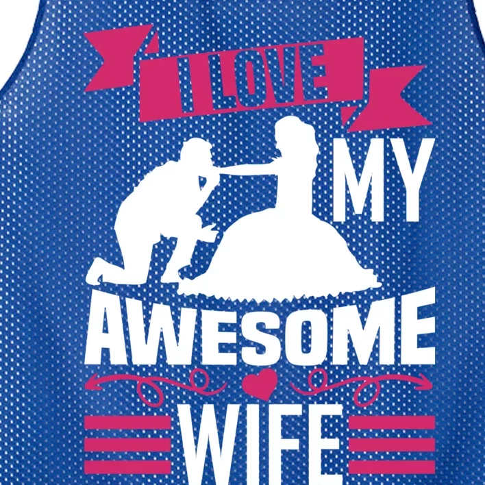 Valentine's Day I Love My Awesome Wife Meaningful Gift Mesh Reversible Basketball Jersey Tank