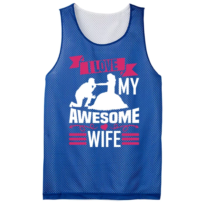 Valentine's Day I Love My Awesome Wife Meaningful Gift Mesh Reversible Basketball Jersey Tank