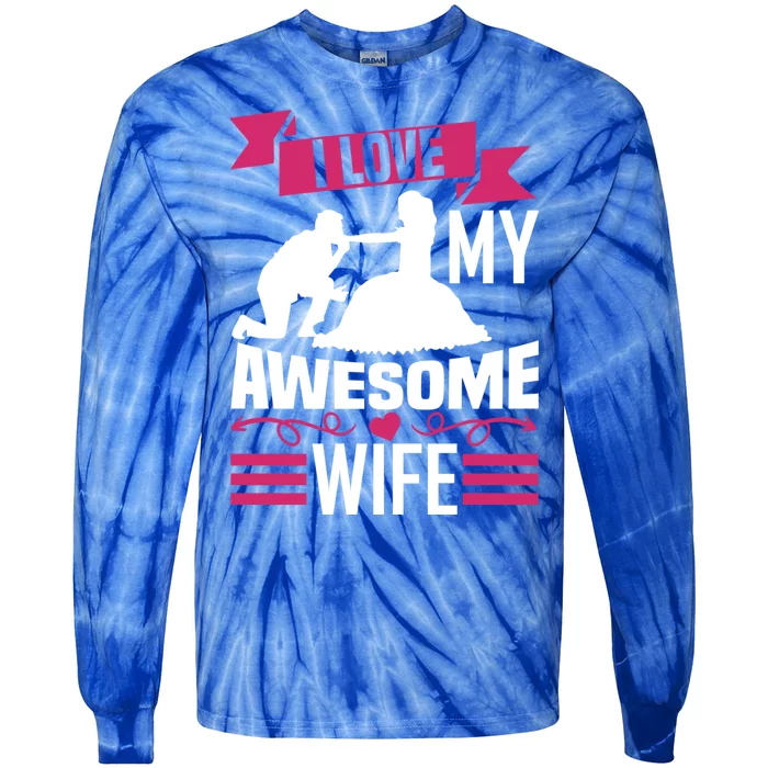 Valentine's Day I Love My Awesome Wife Meaningful Gift Tie-Dye Long Sleeve Shirt