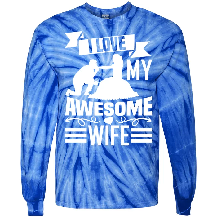 Valentine's Day I Love My Awesome Wife Gift Tie-Dye Long Sleeve Shirt