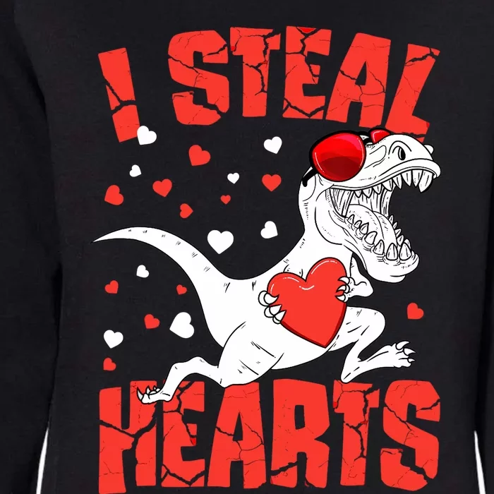 Valentines Day I Steal Hearts TRex Womens California Wash Sweatshirt