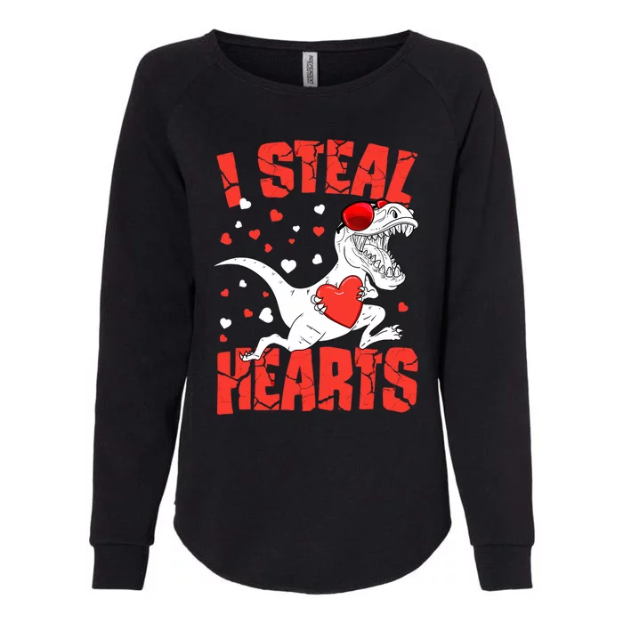 Valentines Day I Steal Hearts TRex Womens California Wash Sweatshirt