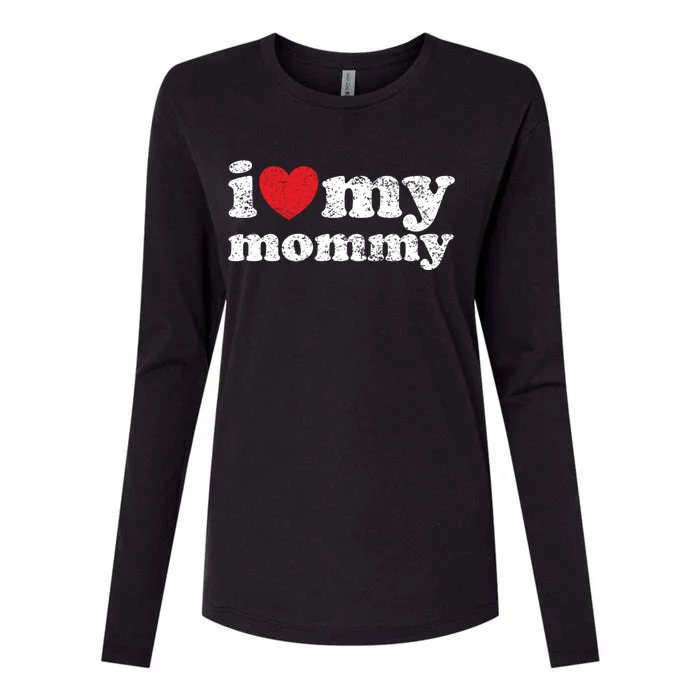 Vintage Distressed I Love My Mommy Cute Gift Womens Cotton Relaxed Long Sleeve T-Shirt