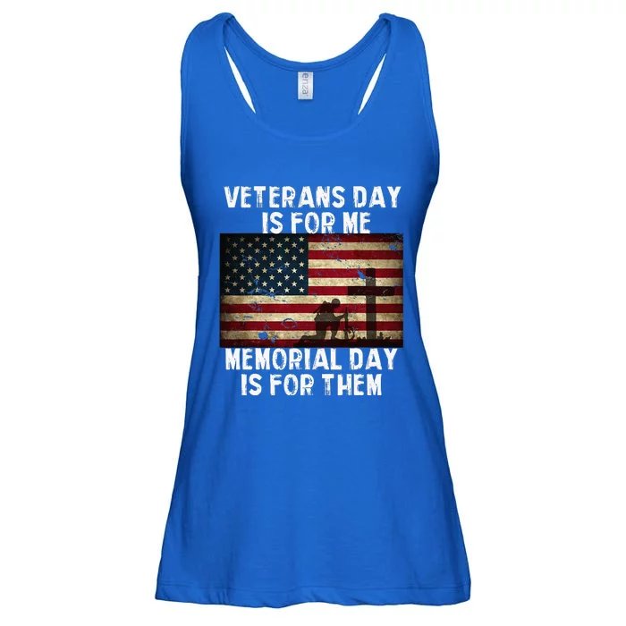 Veterans Day Is For Me Memorial Day Is For Them Ladies Essential Flowy Tank