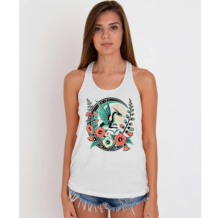 Vintage Dragon Illustration Dragon Lovers Women's Knotted Racerback Tank