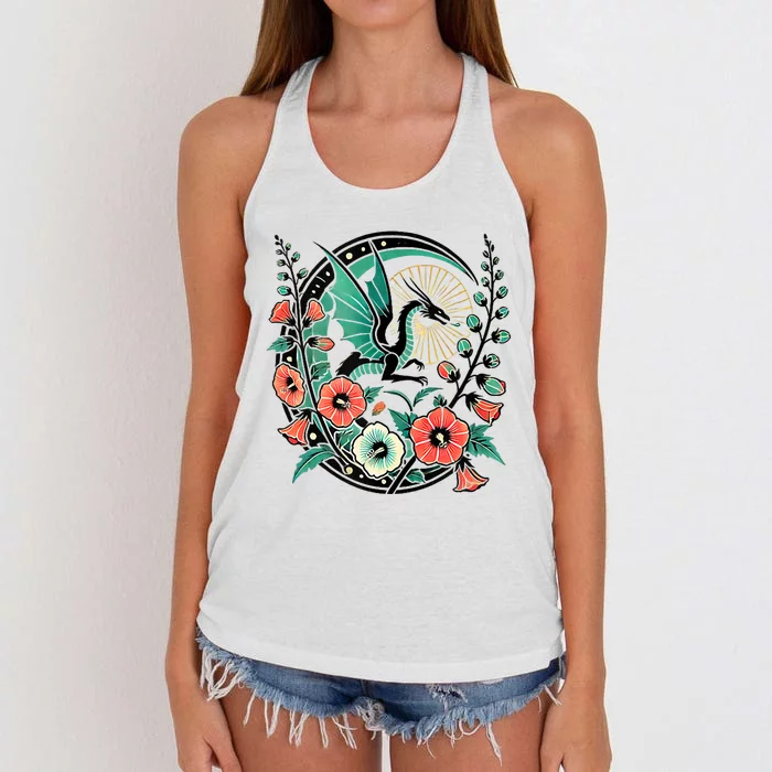 Vintage Dragon Illustration Dragon Lovers Women's Knotted Racerback Tank