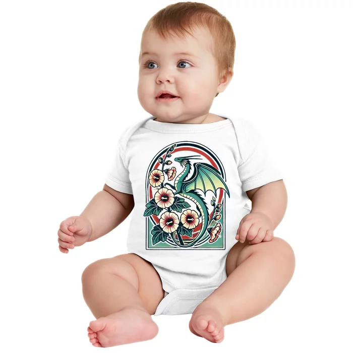 Vintage Dragon Illustration Dragon Lovers Baby Bodysuit