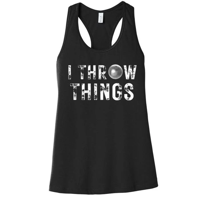 Vintage Distressed I Throw Things Shot Put Track And Field Women's Racerback Tank