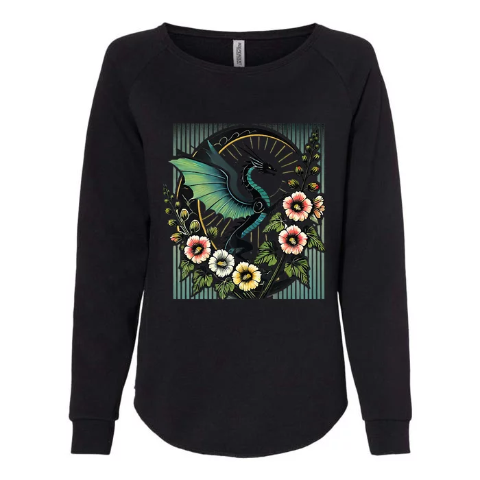 Vintage Dragon Illustration Dragon Lovers Womens California Wash Sweatshirt