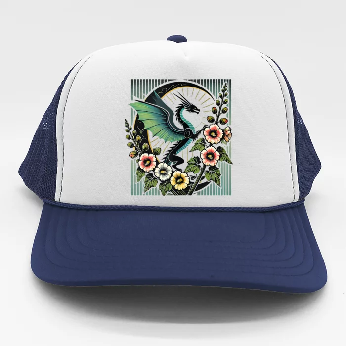 Vintage Dragon Illustration Dragon Lovers Trucker Hat