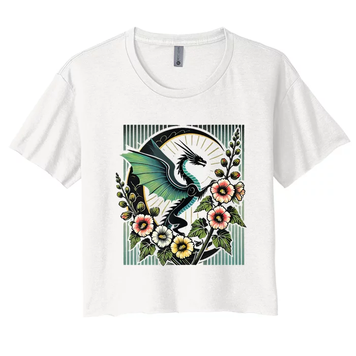 Vintage Dragon Illustration Dragon Lovers Women's Crop Top Tee