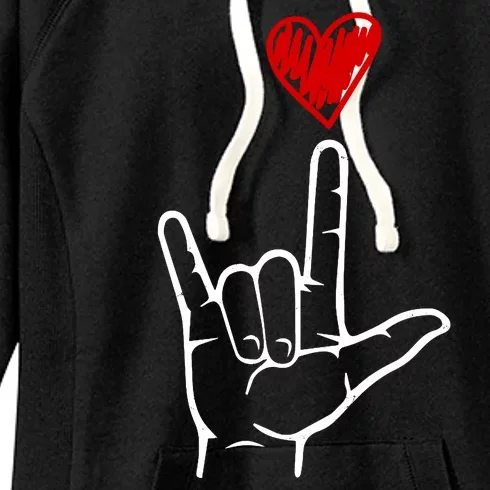 Valentines Day I Love You Hand Sign Asl Women's Fleece Hoodie