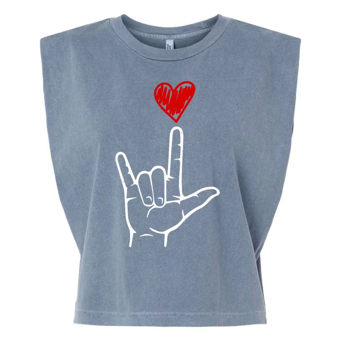 Valentines Day I Love You Hand Sign Asl Garment-Dyed Women's Muscle Tee