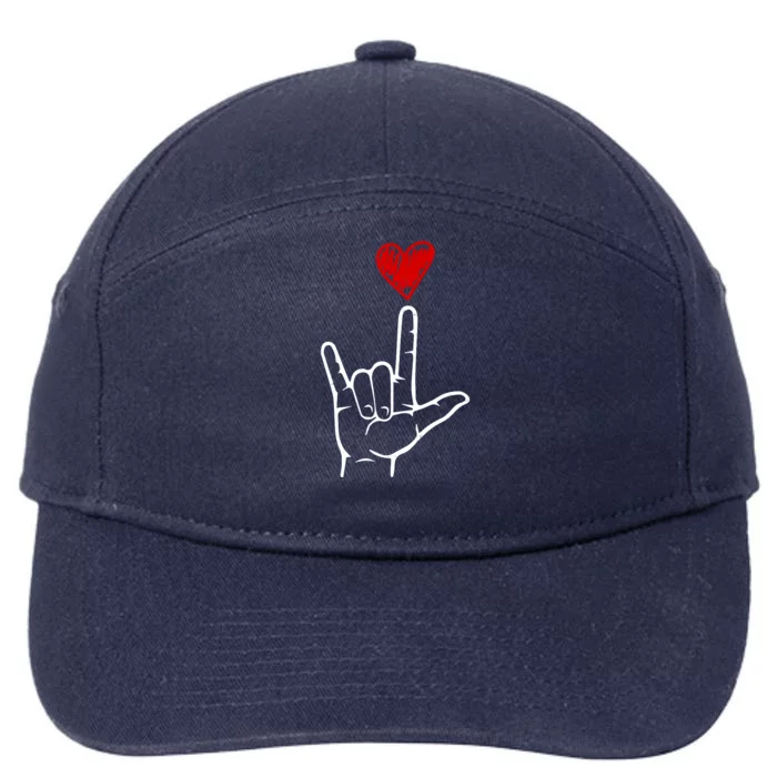 Valentines Day I Love You Hand Sign Asl 7-Panel Snapback Hat