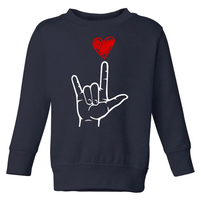 Valentines Day I Love You Hand Sign Asl Toddler Sweatshirt