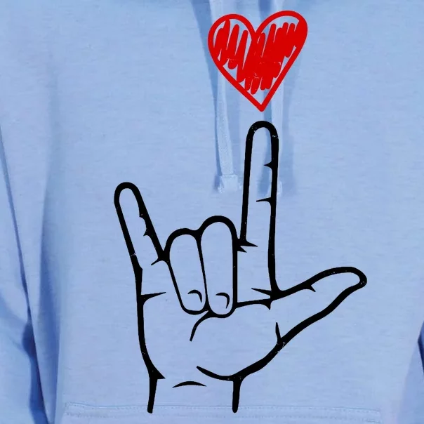 Valentines Day I Love You Hand Sign Asl Unisex Surf Hoodie