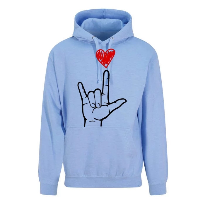 Valentines Day I Love You Hand Sign Asl Unisex Surf Hoodie