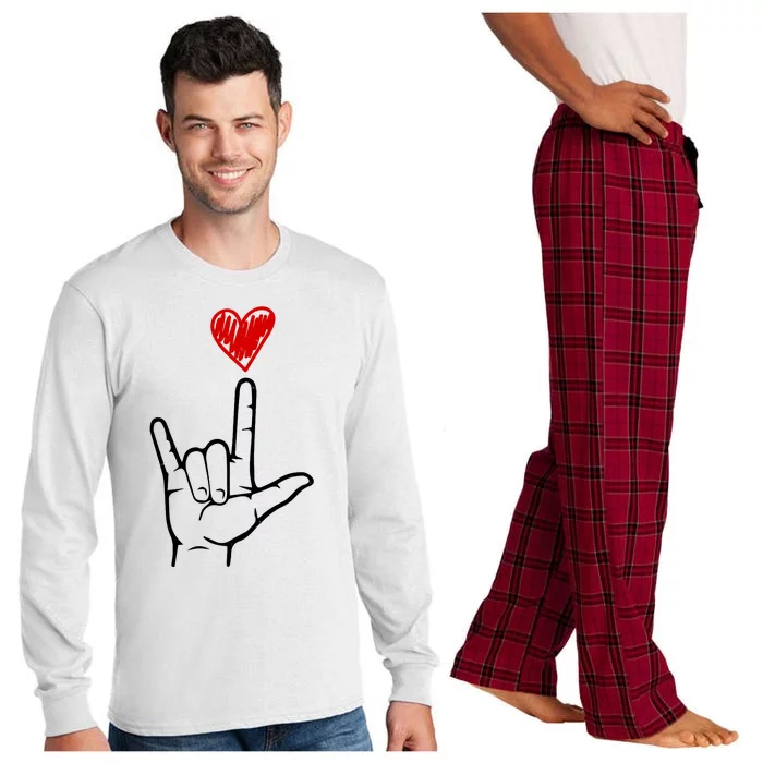 Valentines Day I Love You Hand Sign Asl Long Sleeve Pajama Set