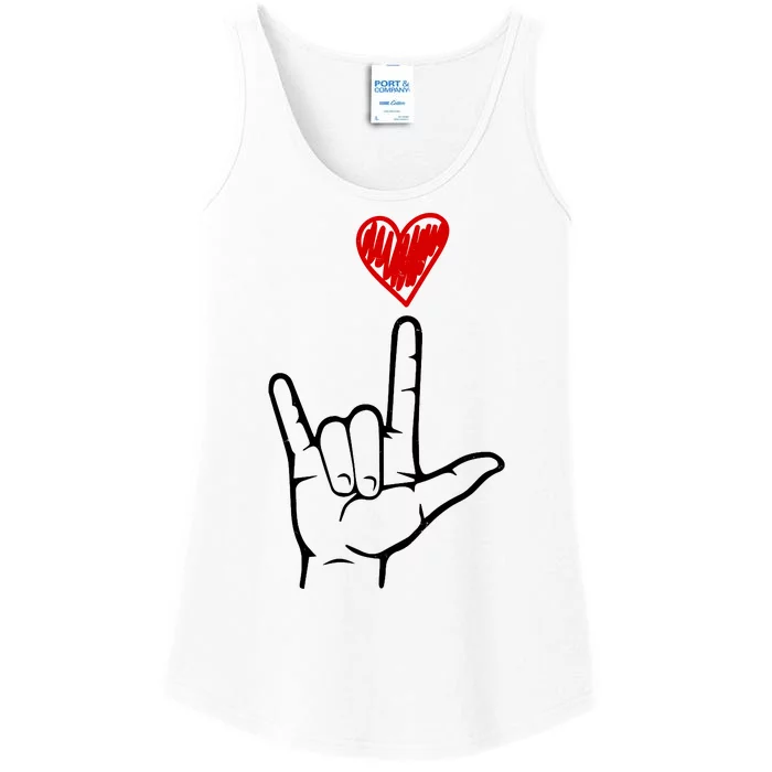 Valentines Day I Love You Hand Sign Asl Ladies Essential Tank