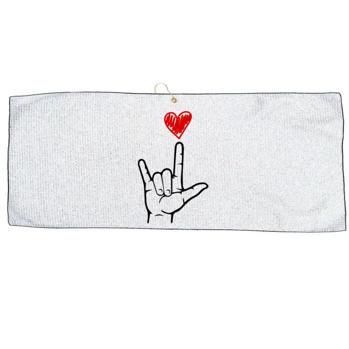 Valentines Day I Love You Hand Sign Asl Large Microfiber Waffle Golf Towel