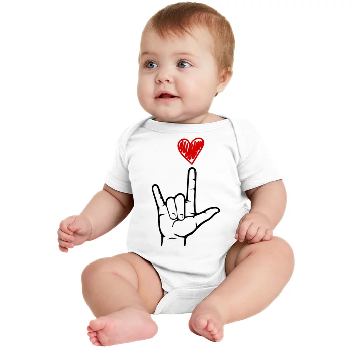 Valentines Day I Love You Hand Sign Asl Baby Bodysuit