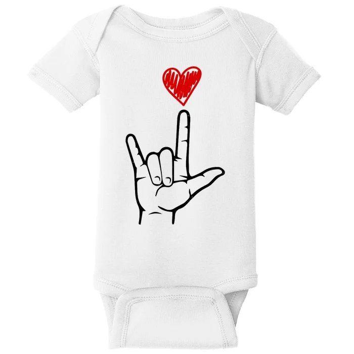 Valentines Day I Love You Hand Sign Asl Baby Bodysuit